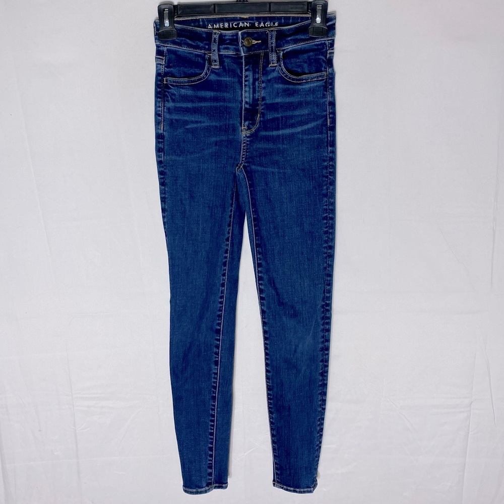 American Eagle Outfitters Med Wash Blue Super High Rise Jeggings 2P